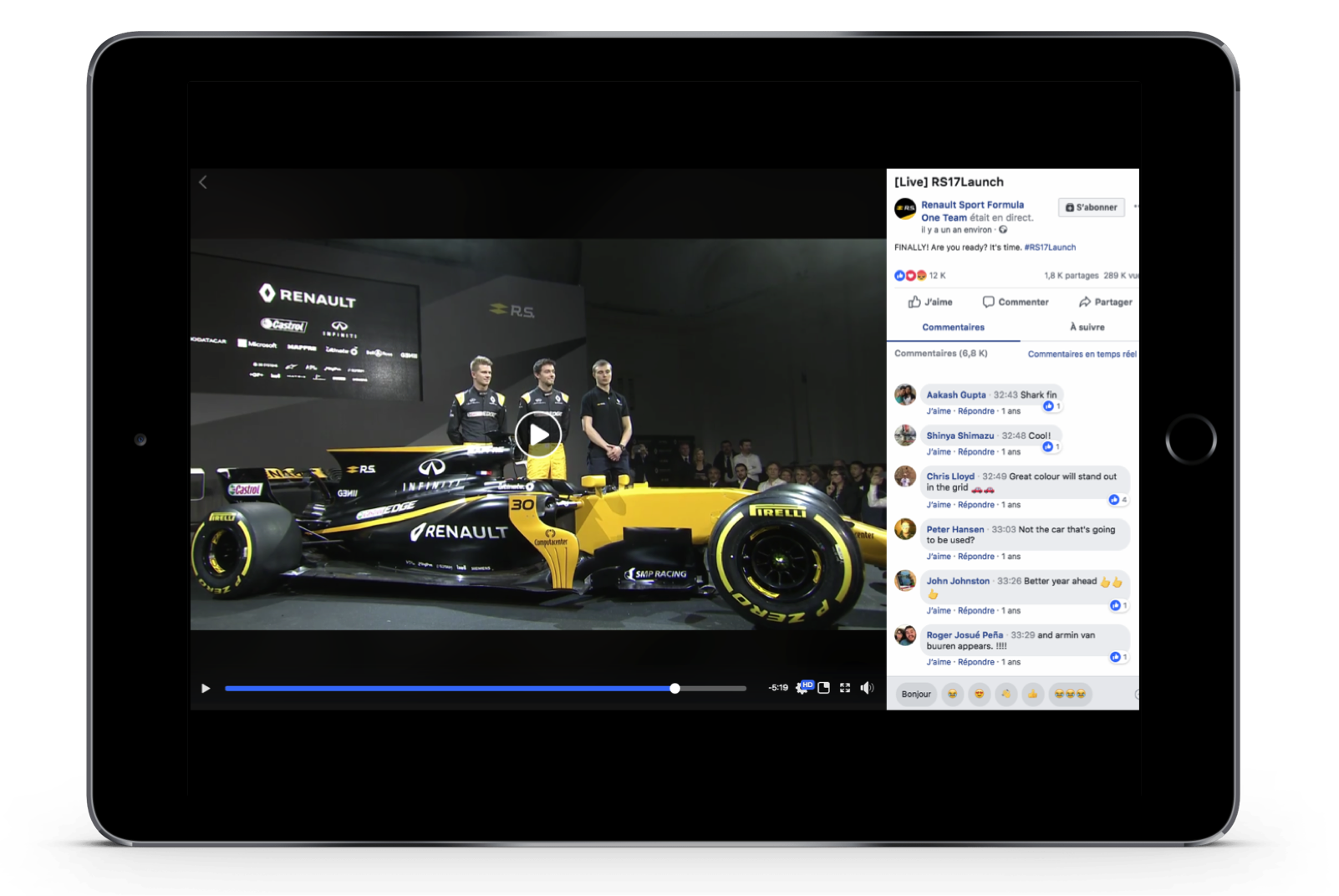 Diffuser en direct sur Internet un événement via Facebook Live pour Renault Sport